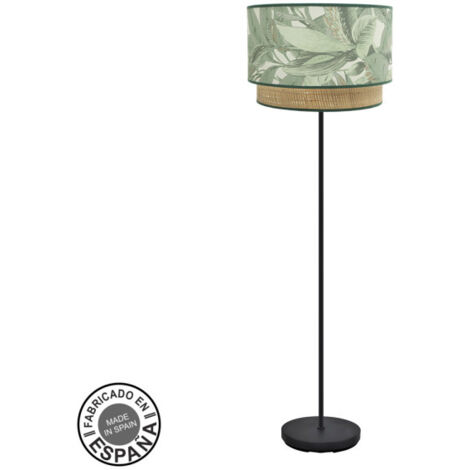 FABRILAMP Lampada de lampada da terra soggiorno Congo 1xe27 Nero/verde-naturale