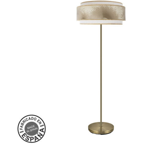 FABRILAMP Lampada de lampada da terra soggiorno Nepal 3p 1xe27 Pelle/bianco/oro 40d
