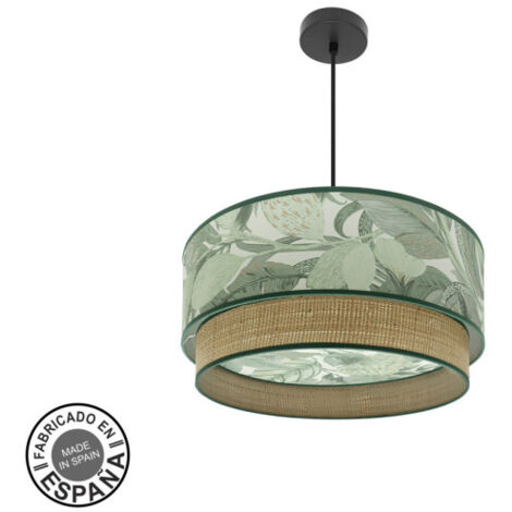 FABRILAMP Lampada de soffitto a sospensione Congo 50d 3xe27 Nero/verde-naturale