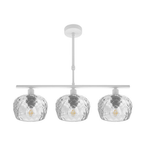 FABRILAMP Lampada Estela 3xe14 Bianco Regx55x13 Cm con paralumi in cristallo tagliato trasparente