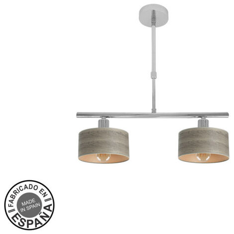 FABRILAMP Lampada Gilda 2xe14 Cromo/legno Grigio Regx43x14 Cm
