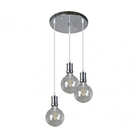 FABRILAMP Lampada Prisco 3xe27 Cromo/trasparente Lampadine incluse 24w 2700k 2550lm Regx36x36 Cm