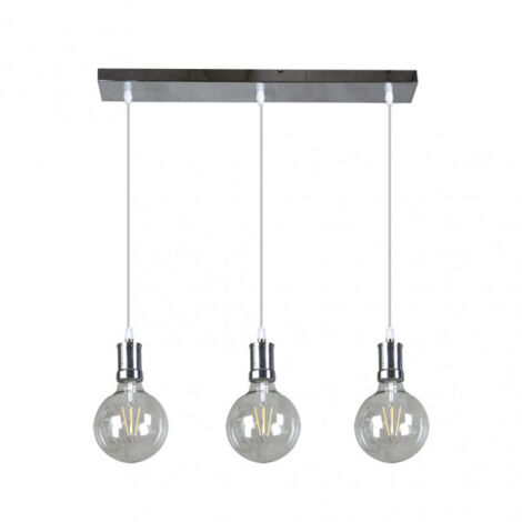 FABRILAMP Lampada Prisco 3xe27 Cromo/trasparente Lampadine incluse 24w 2700k 2550lm Regx64x12,5 Cm