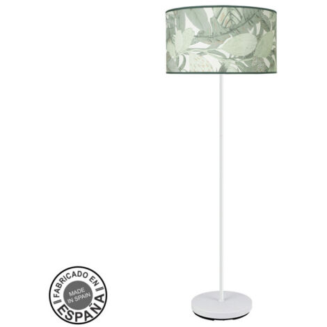 FABRILAMP Lampadaire de lampadaire Moda 1xe27 Blanc/feuilles vertes
