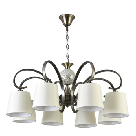 FABRILAMP Lampadario Concordia 8xe14 Paralume in pelle Beige REGx75x75