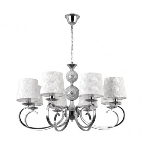 FABRILAMP Lampara 8 luces con pantallas modelo UBEDA Cromo