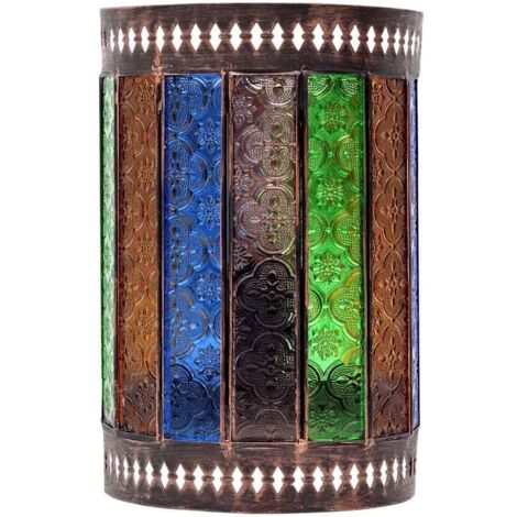 FABRILAMP  Lampara Aplique Artesanal Casablanca 1xe27 Marron/colores 25x1 De .6d