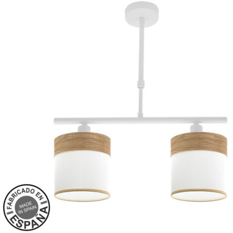 FABRILAMP Lampara Cloe 2xe14 Blanca/blanca-madera Clara Regx43x14 cm