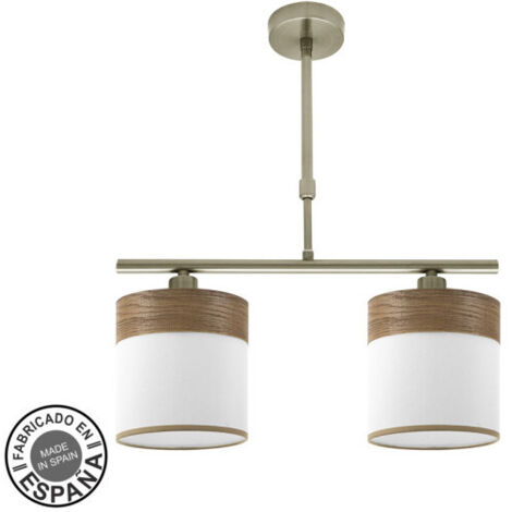 FABRILAMP Lampara Cloe 2xe14 Cuero/blanca-madera Oscura Regx43x14 cm