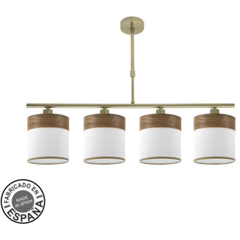 FABRILAMP Lampara Cloe 4xe14 Cuero/blanca-madera Oscura Regx75x14 cm
