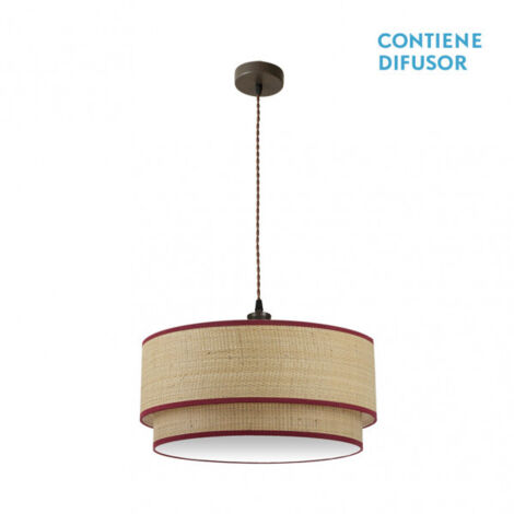 FABRILAMP Lampara Colgante 3luces Regulable modelo Roque Natural/rojo