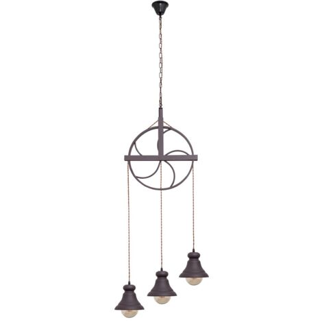 FABRILAMP Lampara Colgante Rustico Rueca 3xe27 Marron