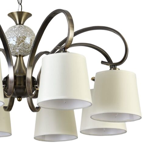 FABRILAMP Lampara Concordia 8xe14 Cuero Pantalla Beis REGx75x75