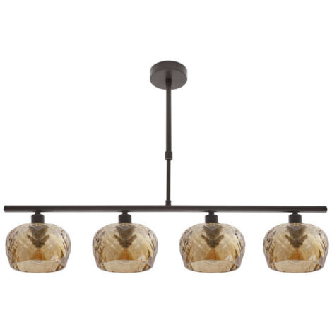 FABRILAMP Lampara Estela 4xe14 Marron Regx75x13 Cm C/tulipas Cristal Tallado Ambar