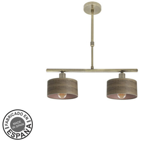 FABRILAMP Lampara Gilda 2xe14 Cuero/madera Oscura Regx43x14 Cm