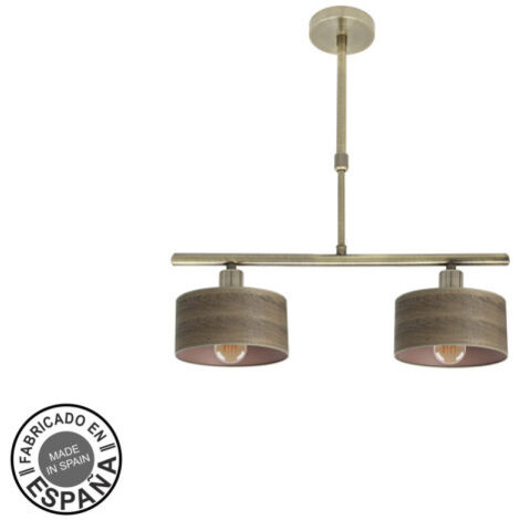 FABRILAMP Lampara Gilda 2xe14 Cuero/madera Oscura Regx43x14 Cm