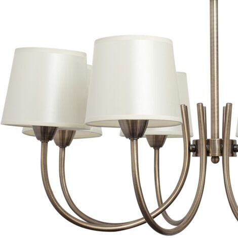 FABRILAMP Lampara Guadalajara 8xe14 Cuero Pantalla Beis