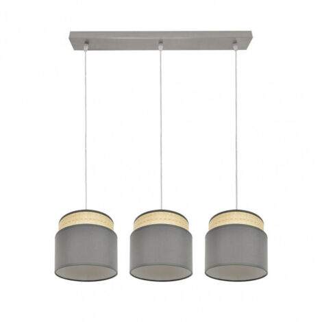 FABRILAMP Lampara lineal 3 luces colgantes modelo Kandy Natural/gris regulable