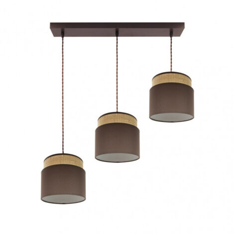 FABRILAMP Lampara lineal marron/Natural modelo Kandy 3luces colgantes regulable
