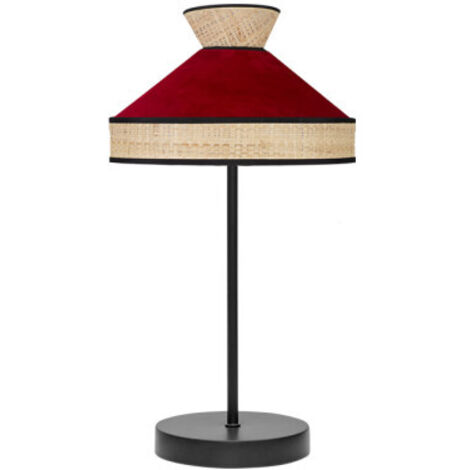 FABRILAMP Lampara Sobremesa con ACABADO Natural/rojo Fabrizio