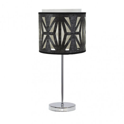 FABRILAMP Lampara Sobremesa Cromo/madera Negra modelo Katerina