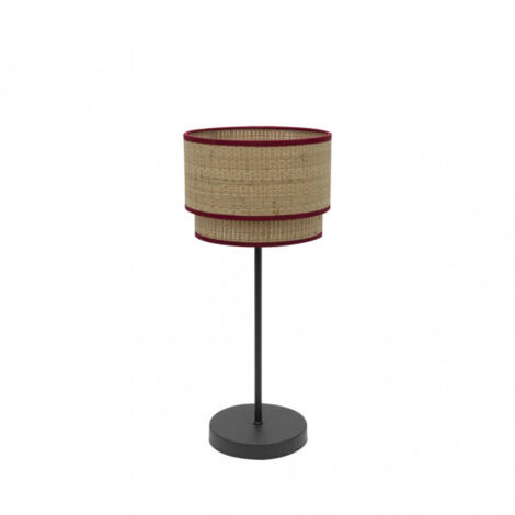 FABRILAMP Lampara Sobremesa de color Natural/rojo modelo Roque 1 luz