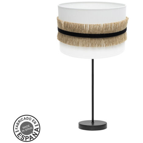 FABRILAMP Lampe à poser de Alto Angola 1xe27 Black/white-jute 30d