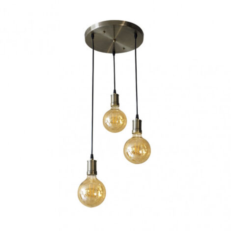 FABRILAMP Lampe Celso 3xe27 Leder/ambar Glühbirnen enthalten 24w 2700k 2250lm Regx36x36 Cm