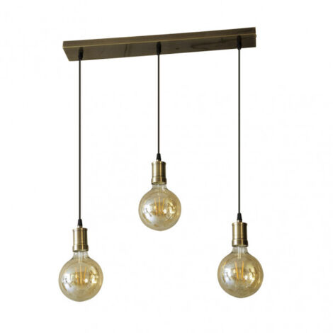 FABRILAMP Lampe Celso 3xe27 Leder/ambar Glühbirnen enthalten 24w 2700k 2250lm Regx64x13 Cm