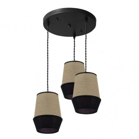 FABRILAMP Lampe circulaire 3 lumières couleur Saco/noir, modèle Campana