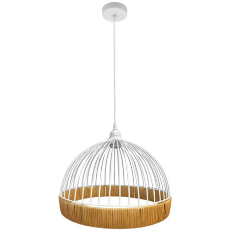 FABRILAMP Lampe de Deckenpendelleuchte Gaston 1xe27 Weiß/natural 30d
