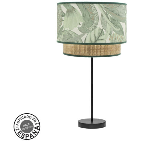 FABRILAMP Lampe de große Tischlampe Congo 1xe27 Schwarz/grün-natur