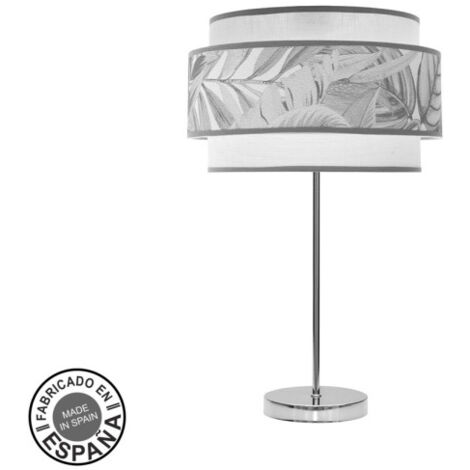 FABRILAMP Lampe de lampe de table Alto Camerun 1xe27 Chrome/blanc/gris 30d