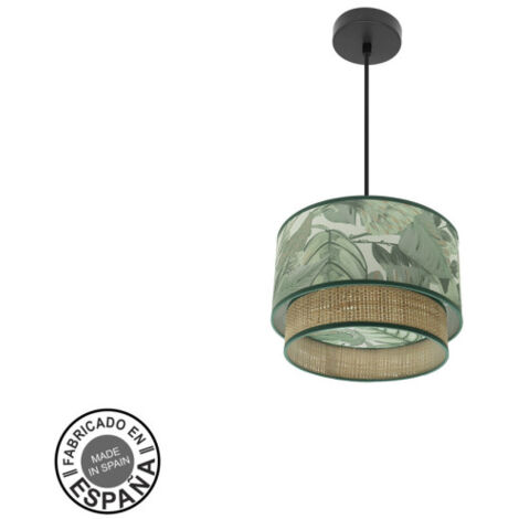 FABRILAMP Lampe de plafonnier Congo 30d 1xe27 Noir/vert/naturel