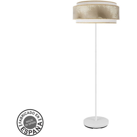 FABRILAMP Lampe de Stehleuchte Wohnzimmer Nepal 3p 1xe27 Weiß/Gold 40d