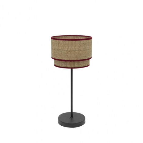 FABRILAMP Lampe de table de couleur naturel/rouge Roque modèle 1 lumière