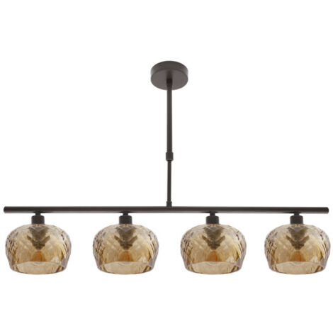 FABRILAMP Lampe Estela 4xe14 Marron Regx75x13 Cm C/tulipas Cristal Tallado Ambar