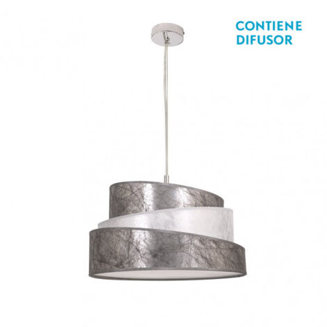 FABRILAMP Lampe pendante moderne argent et blanc 40 cm de diamètre. 3xE27. Dimmablex40cm.