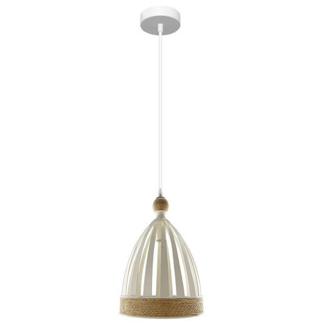 FABRILAMP Lampe suspendue de plafond Portofino 1xe14 blanc/hêtre Regx20x20cm
