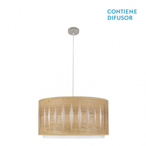 FABRILAMP Lampe suspendue en bois de Clar et métal nickel Alexandra