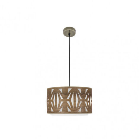FABRILAMP Lampe suspendue réglable modèle Katerina 1xE27 Cuir/Bois foncé