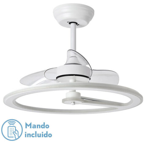 FABRILAMP Lüfter 110w Dc Chom White 3Asp.Transp. 46/66x62x62cm 6 Vel. 3 Farben C/Quake, Memory &amp Timer 9350lm