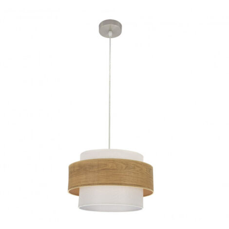 FABRILAMP Myriam Pendelleuchte 1xe27 Nickel/Holz hell Regx40x40 Cm