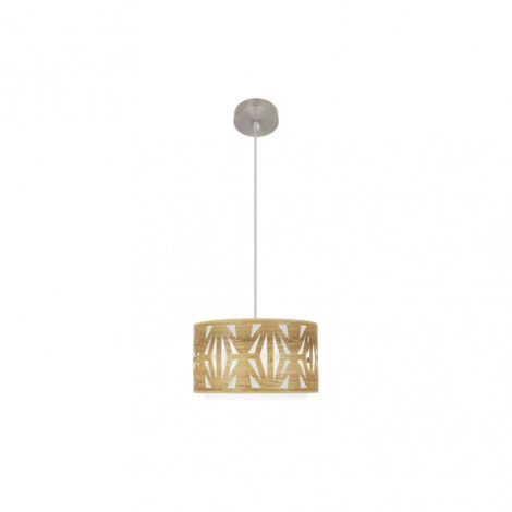 FABRILAMP Nickel/Klar Holz Pendelleuchte Katerina 1light