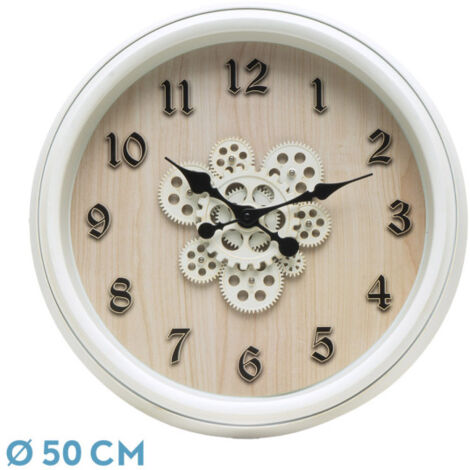 FABRILAMP Orologio de Wall BERROCAL White Beech 50x50x6 cm Ingranaggi con movimento