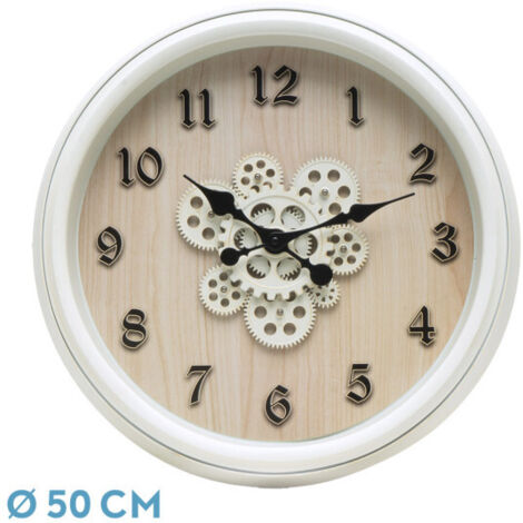 FABRILAMP Orologio de Wall BERROCAL White Beech 50x50x6 cm Ingranaggi con movimento