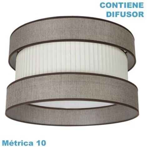 FABRILAMP Pantalla de techo Home suspendida con difusor incluido M10 IP20 Ø60x25cm en tejido marrón y beige, multicolor, talla unica