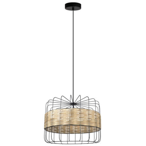 FABRILAMP Pendant Zenda 1xe27 Forge/ratan Regx45x45 Cm