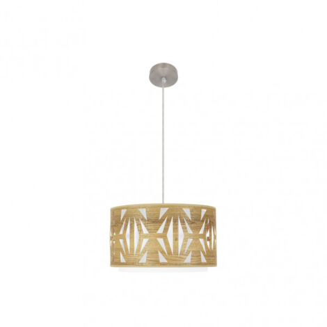 FABRILAMP Pendentif 1xE27 modèle Katerina Nickel/Bois clair Dimmable