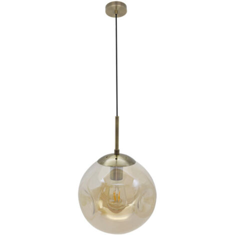 FABRILAMP Pendentif Pinap 1xe27 Cuir/Ambre Regx25x25 Cm